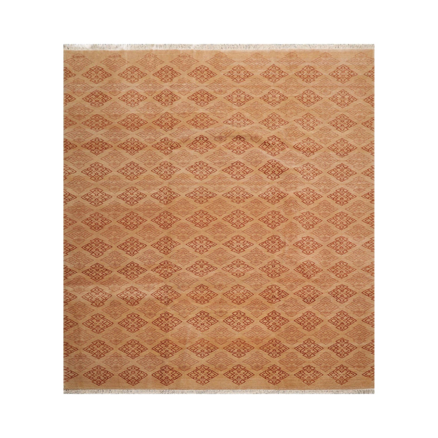8x10 Tan, Caramel, Color Hand Knotted  100% Wool Transitional Oriental Rug