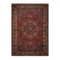 Palace Rust, Ivory, Navy Color Hand Knotted Bakhtiari 100% Wool Traditional Oriental Rug