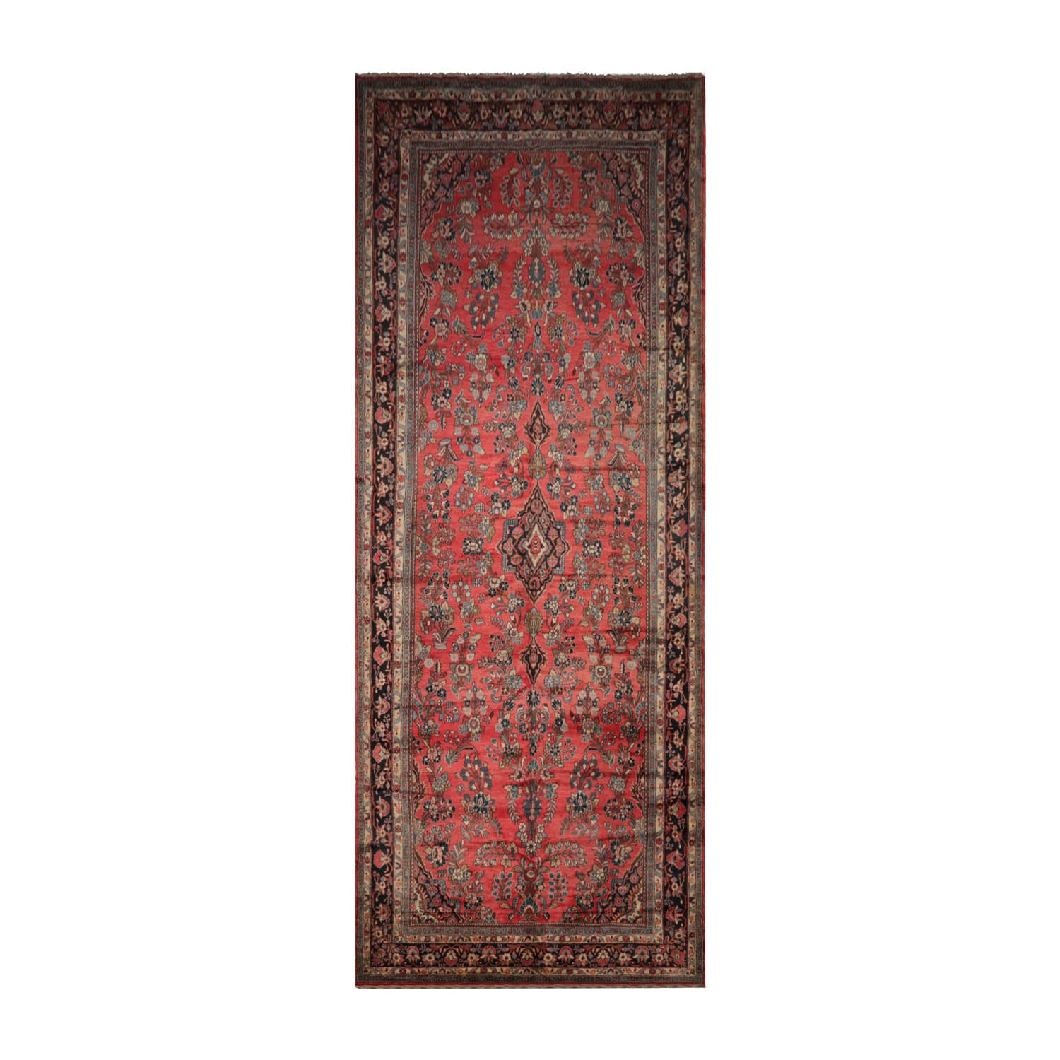 Palace Rose, Charcoal, Ivory Color Hand Knotted Lilihaan 100% Wool Traditional Oriental Rug