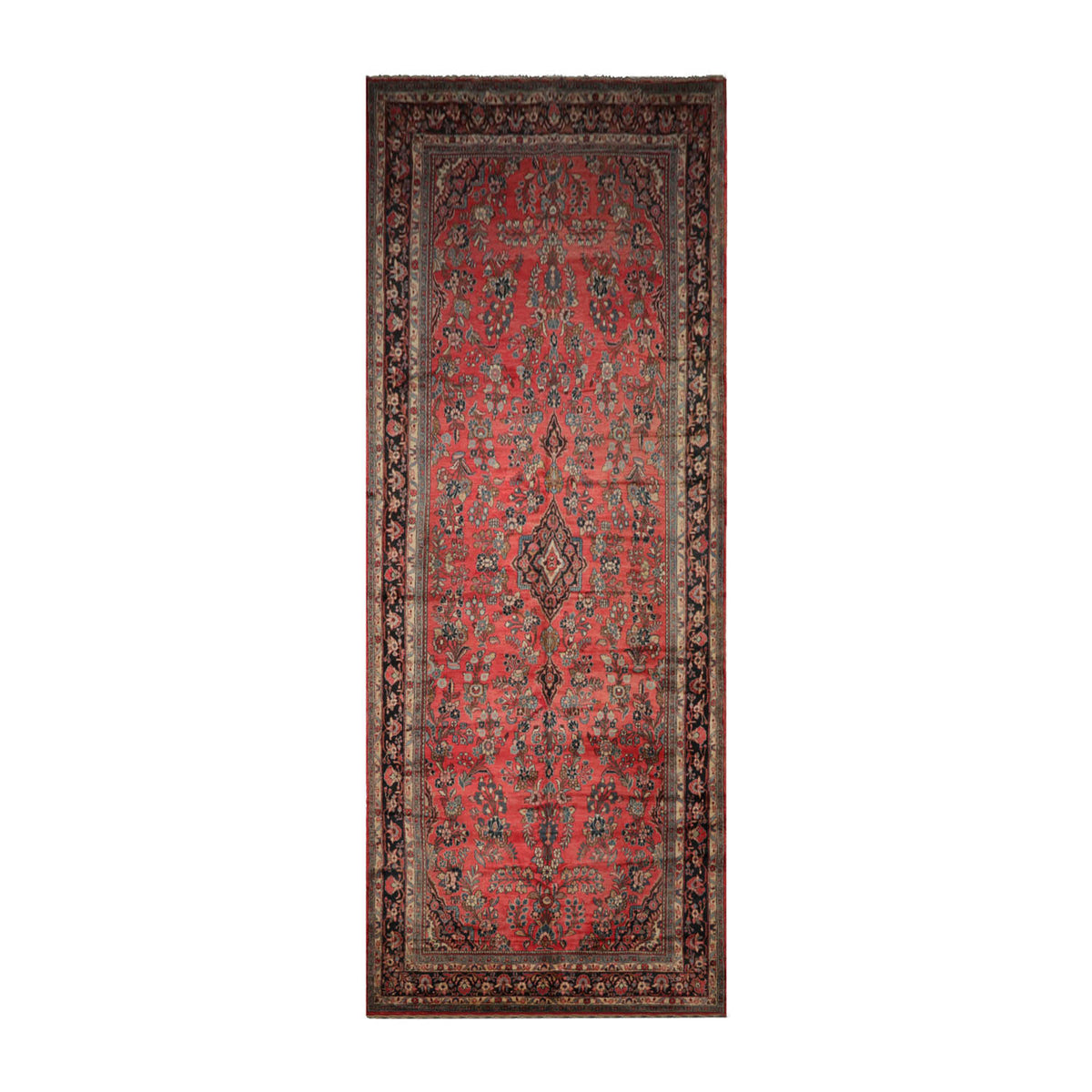 Palace Rose, Charcoal, Ivory Color Hand Knotted Lilihaan 100% Wool Traditional Oriental Rug