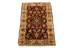 Knotted Rug Sage Hand Knotted 2'x3' Traditional Oushak Wool Oriental Area Rug