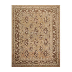 8x11 Tan, Beige, Brown Color Hand Knotted Chobi Peshawar 100% Wool Traditional Oriental Rug