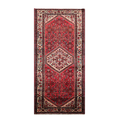 Runner Red, Beige, Brown Color Hand Knotted Heriz 100% Wool Traditional Oriental Rug
