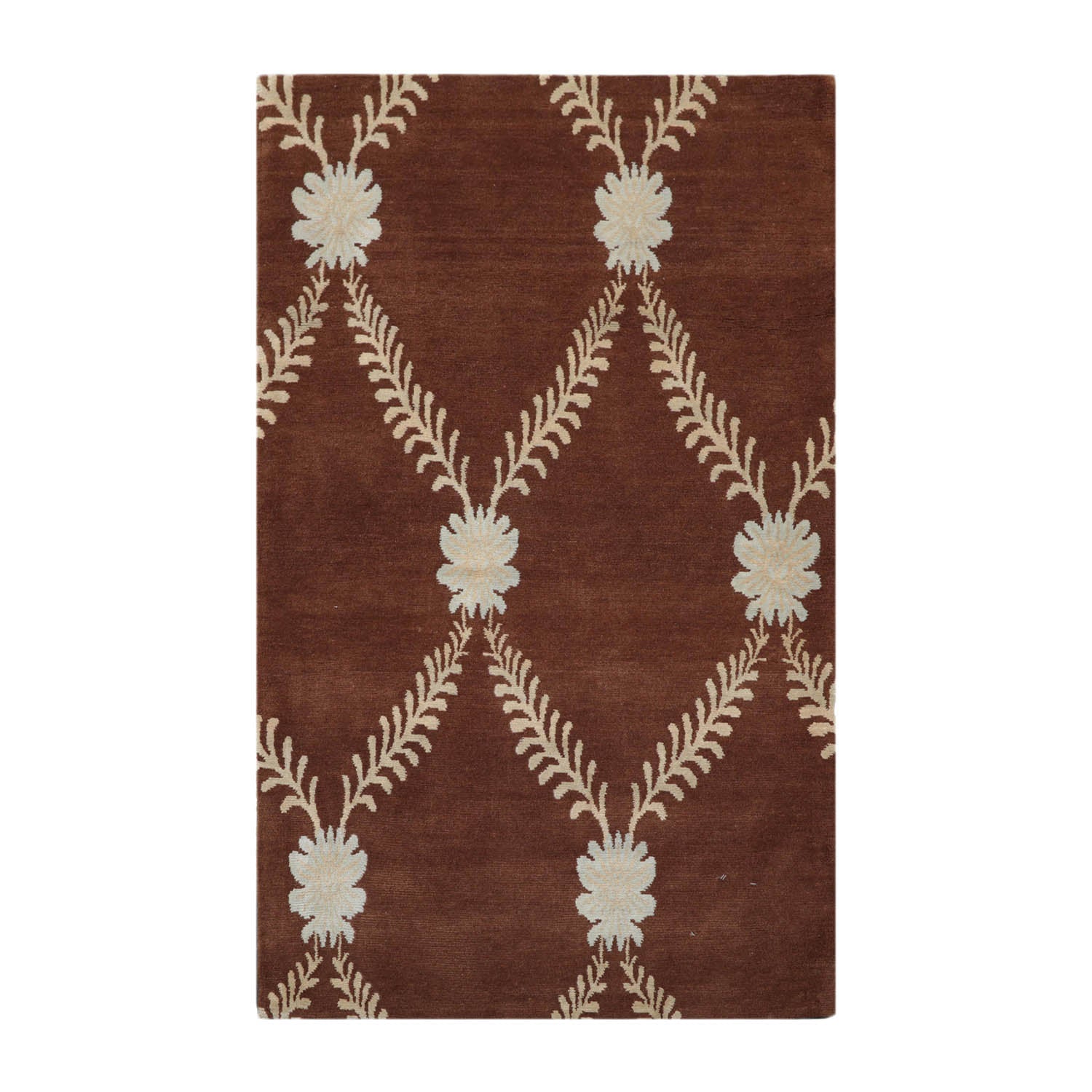 3x5 Brown, Beige, Blue Color Hand Knotted  100% Wool Traditional Oriental Rug