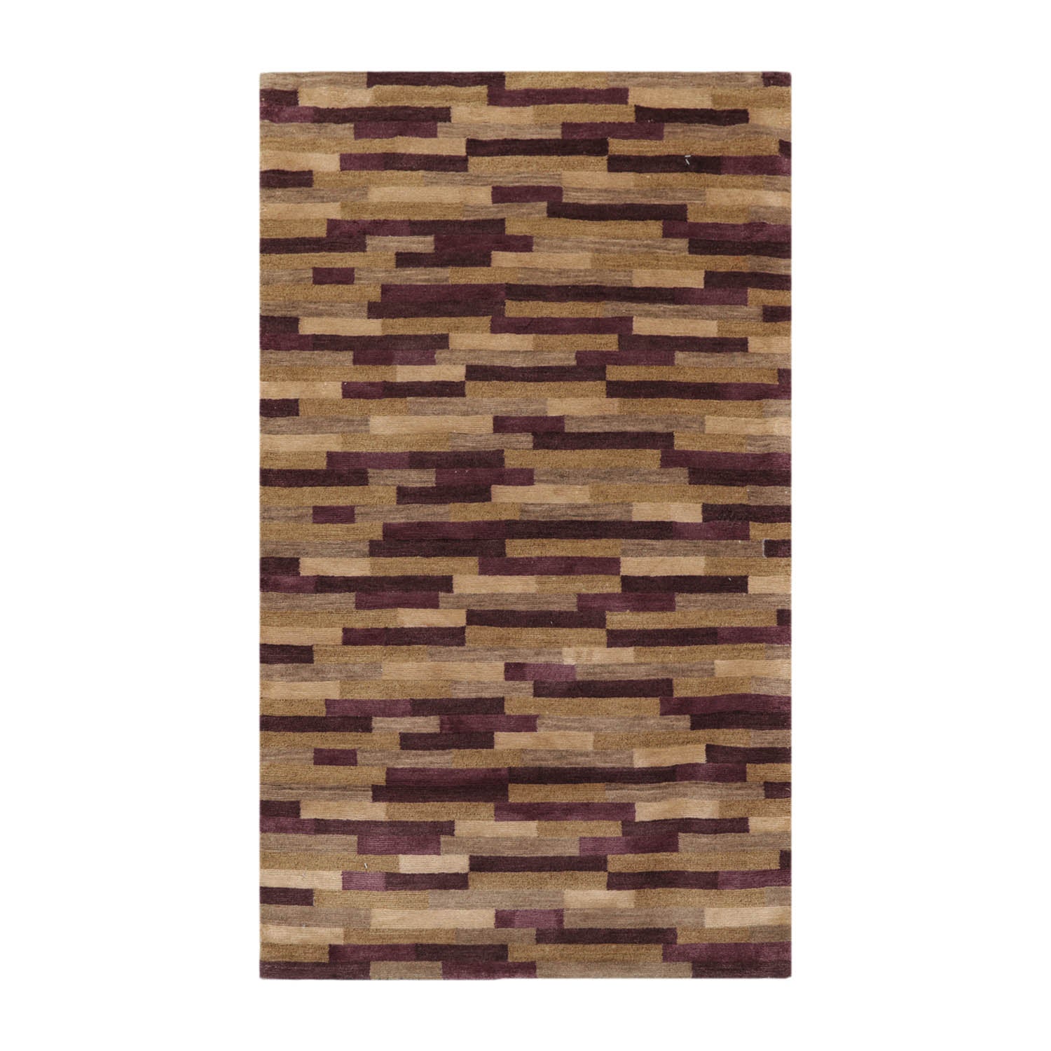 3x5 Aubergine, Brown, Beige Color Hand Knotted Tibetan 100% Wool Modern & Contemporary Oriental Rug
