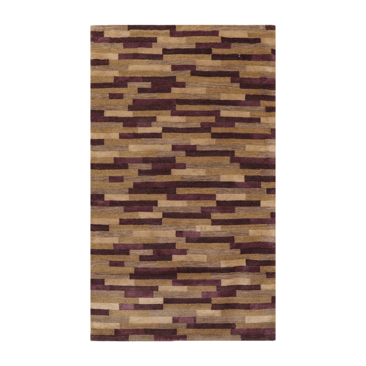 3x5 Aubergine, Brown, Beige Color Hand Knotted Tibetan 100% Wool Modern & Contemporary Oriental Rug