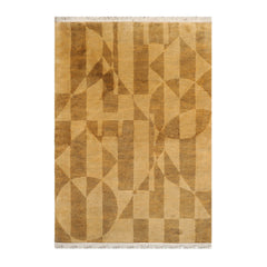 4x6 Gold, Brown, Color Hand Knotted Tibetan 100% Wool Modern & Contemporary Oriental Rug