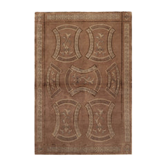 4x6 Taupe, Brown, Beige Color Hand Knotted Tibetan 100% Wool Transitional Oriental Rug