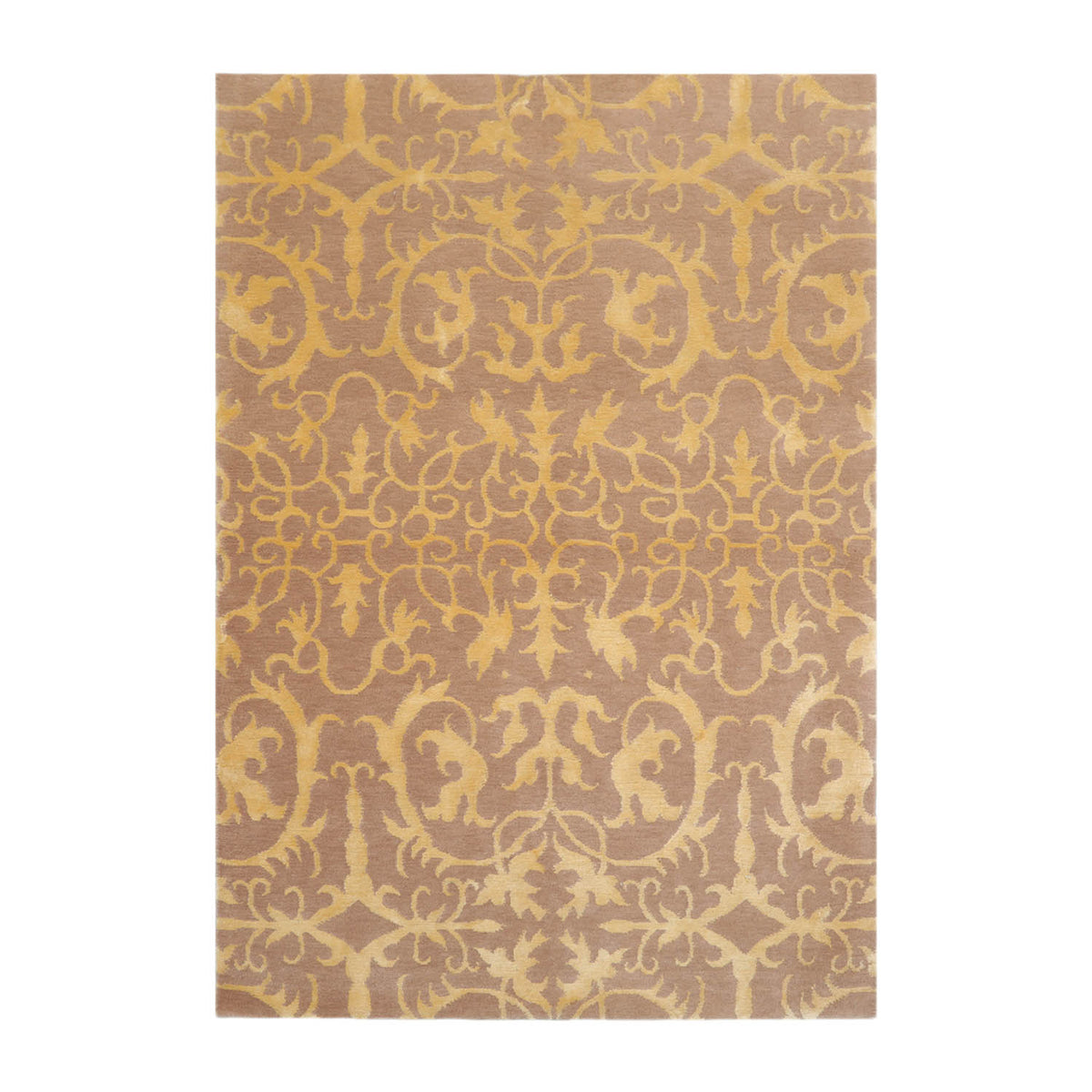 4x6 Beige, Light Gold, Color Hand Knotted Tibetan 100% Wool Transitional Oriental Rug