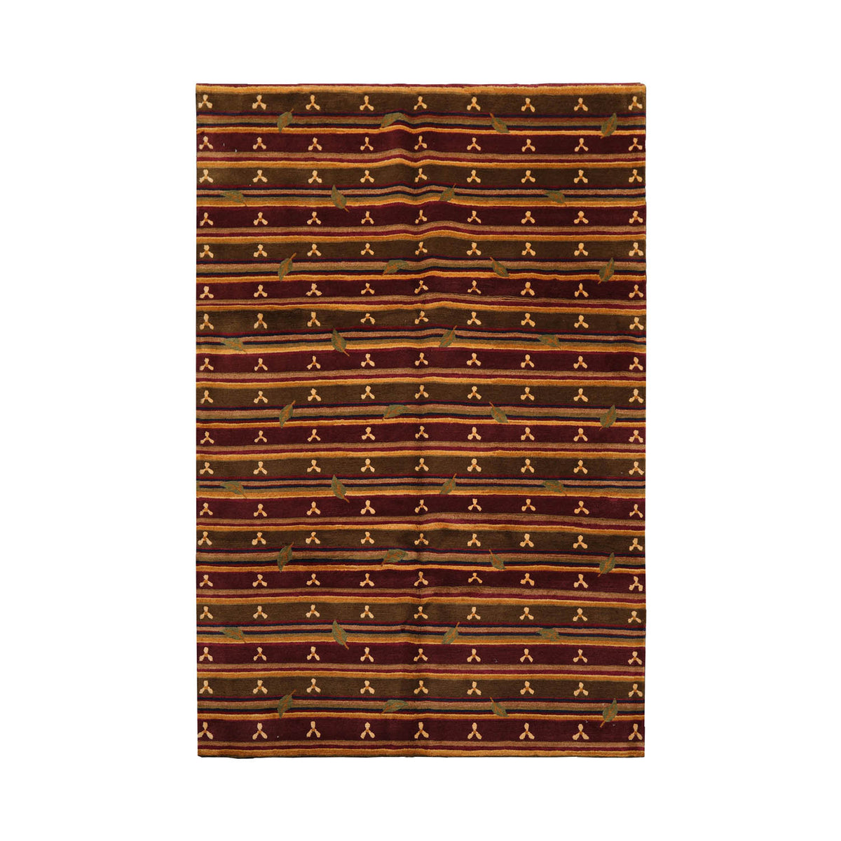 6x9 Green, Rust, Gold Color Hand Knotted Tibetan 100% Wool Transitional Oriental Rug