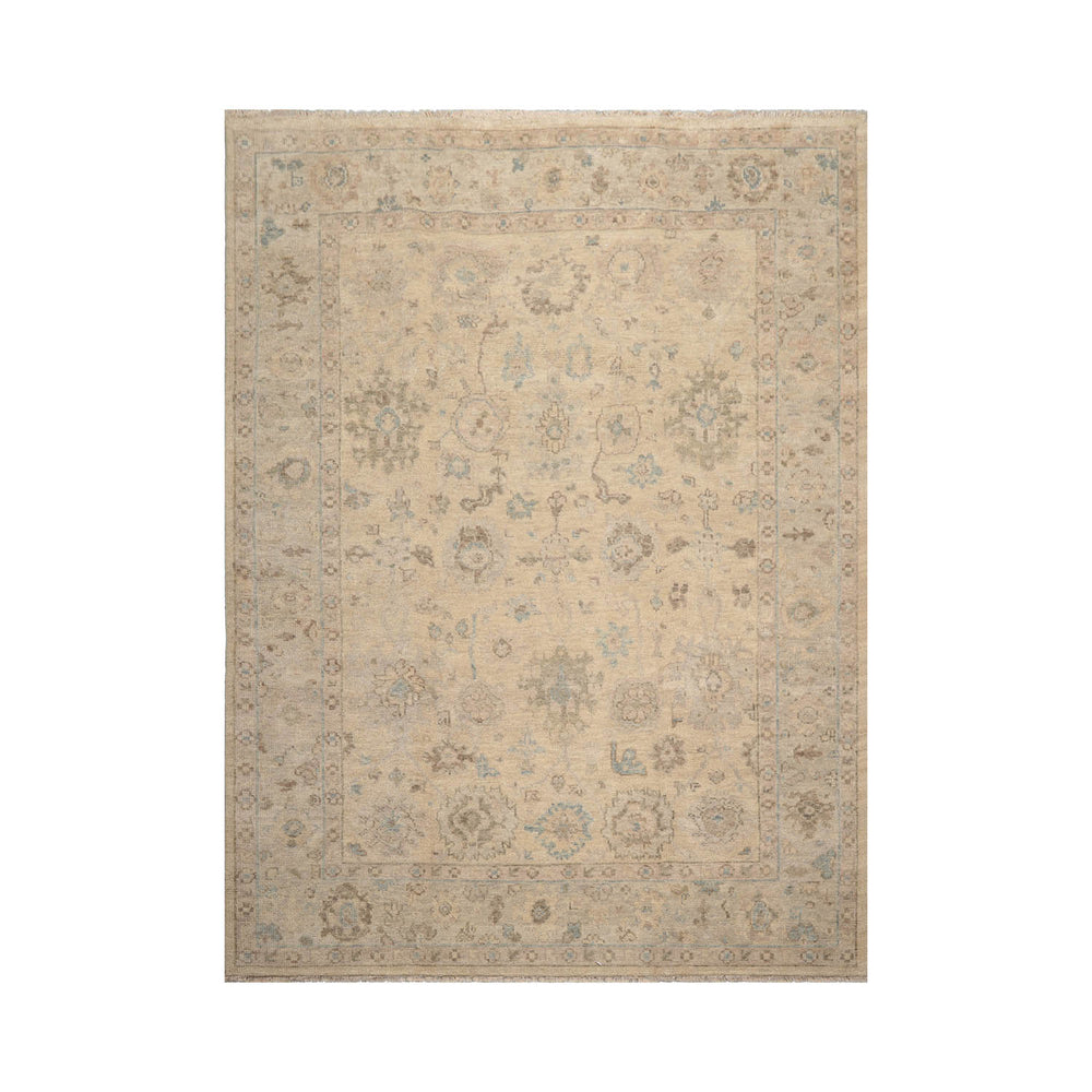 9x12 Beige, Gray, Taupe Color Hand Knotted Oushak Wool Traditional Oriental Rug