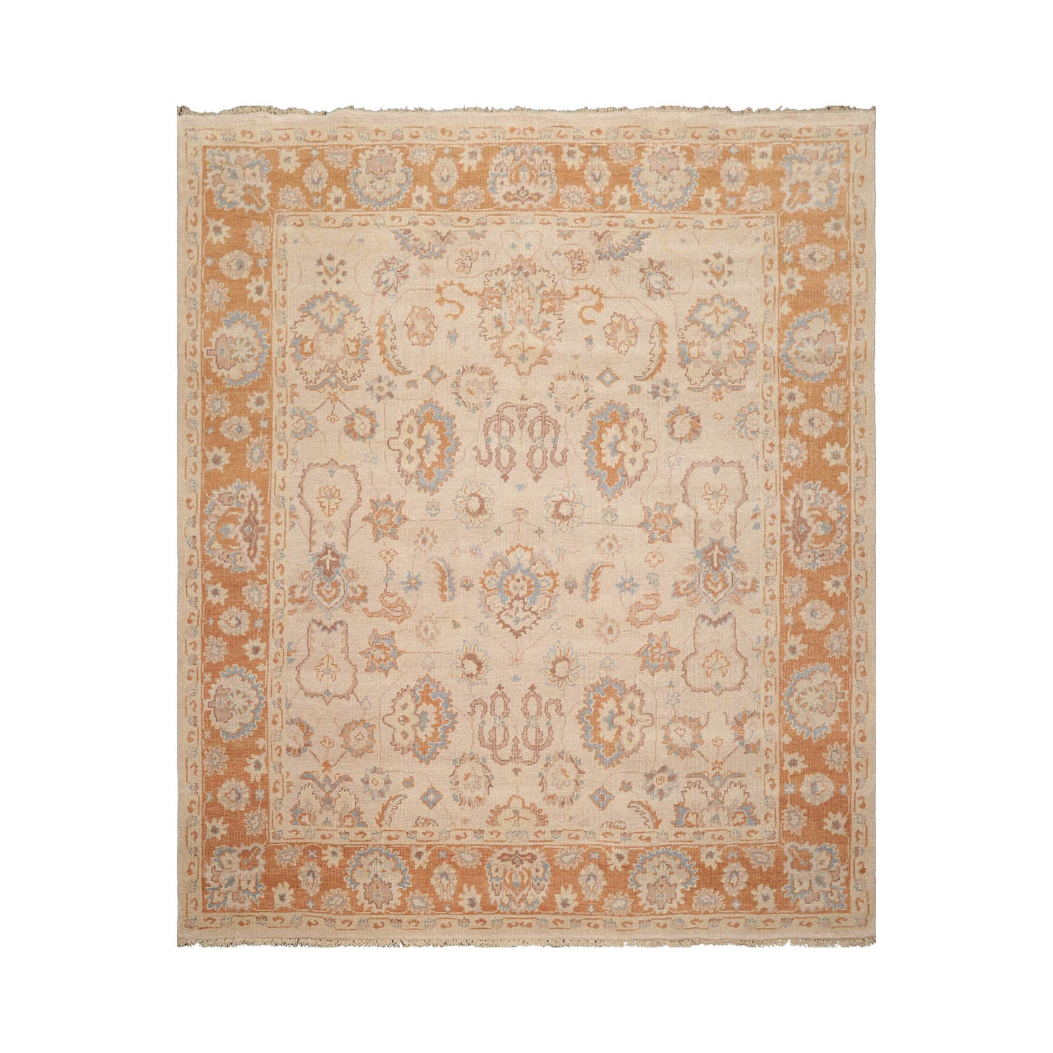 8x10 Tan, Caramel, Taupe Color Hand Knotted Oushak Wool Traditional Oriental Rug
