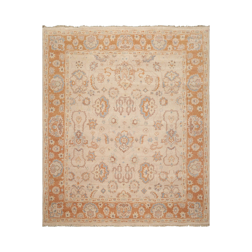 8x10 Tan, Caramel, Taupe Color Hand Knotted Oushak Wool Traditional Oriental Rug