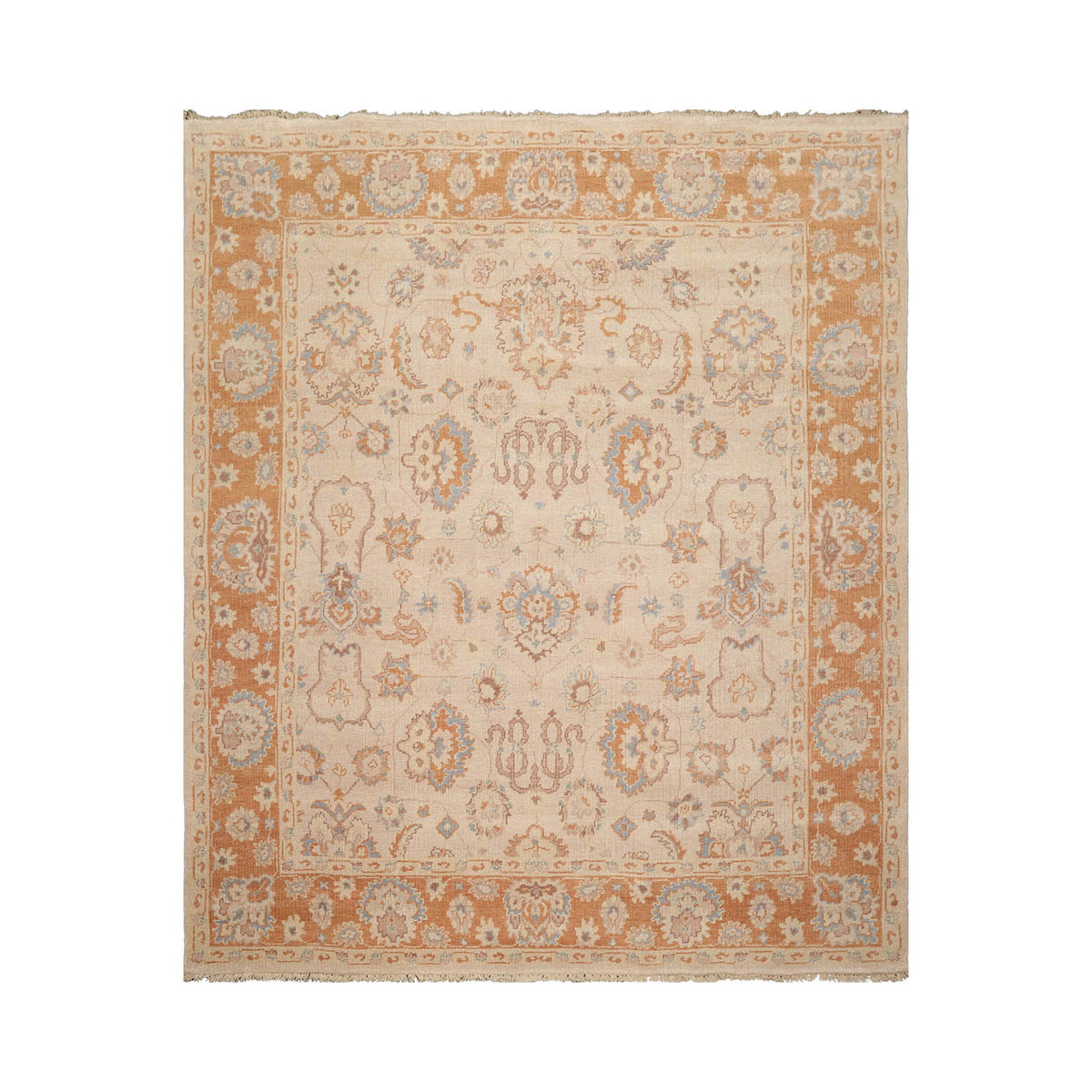 8x10 Tan, Caramel, Taupe Color Hand Knotted Oushak Wool Traditional Oriental Rug
