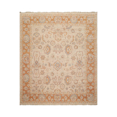 8x10 Tan, Caramel, Taupe Color Hand Knotted Oushak Wool Traditional Oriental Rug