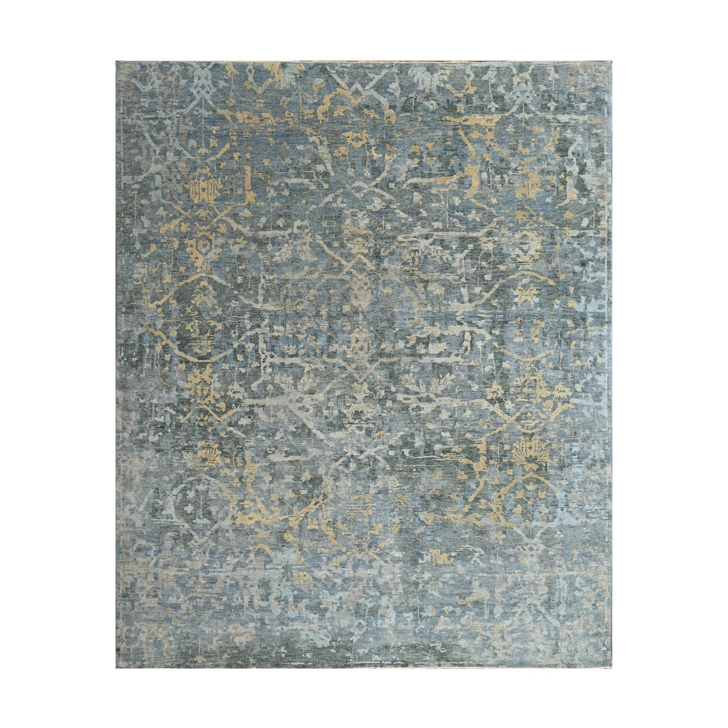 8x10 Gray, Beige, Light Gold Color Hand Knotted Oushak Wool Transitional Oriental Rug