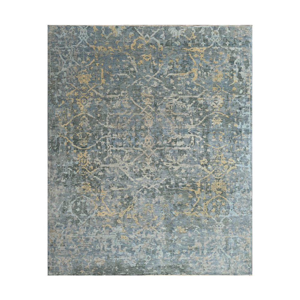 8x10 Gray, Beige, Light Gold Color Hand Knotted Oushak Wool Transitional Oriental Rug