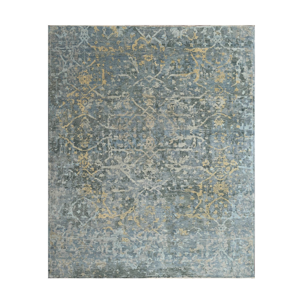 8x10 Gray, Beige, Light Gold Color Hand Knotted Oushak Wool Transitional Oriental Rug