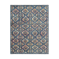 8x10 Navy, Beige, Burnt Orange Color Hand Knotted Oushak Wool Transitional Oriental Rug