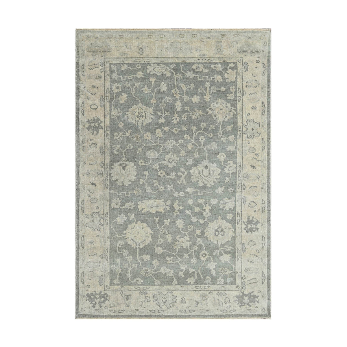 Multi Size Dark Gray Beige Muted Earth Tones Color Hand Knotted Turkish Oushak Wool Traditional Oriental Rug