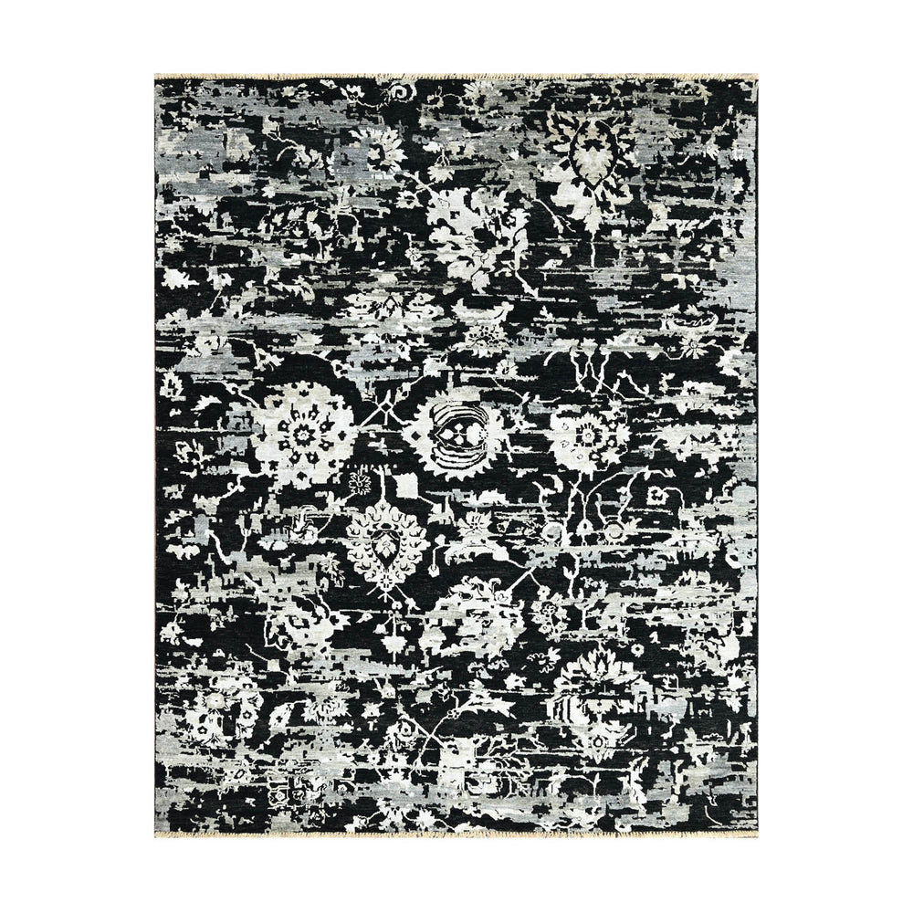 8x10 Black, Gray, Color Hand Knotted  Wool Transitional Oriental Rug