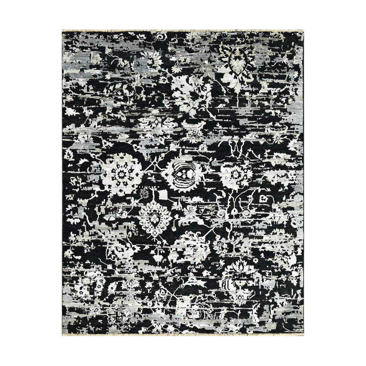 8x10 Black, Gray, Color Hand Knotted  Wool Transitional Oriental Rug