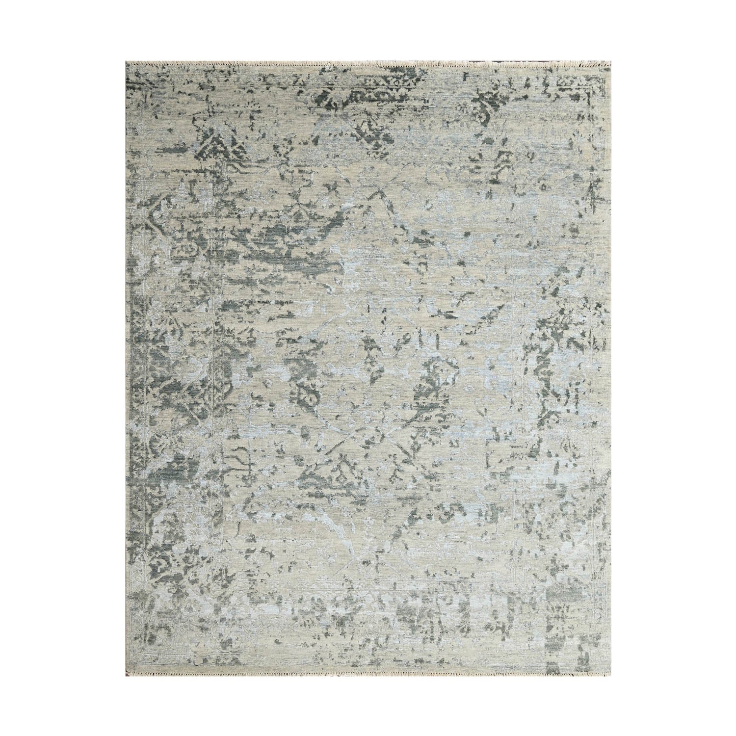 8x10 Beige, Gray, Muted Earth Tones Color Hand Knotted Oushak Wool Transitional Oriental Rug