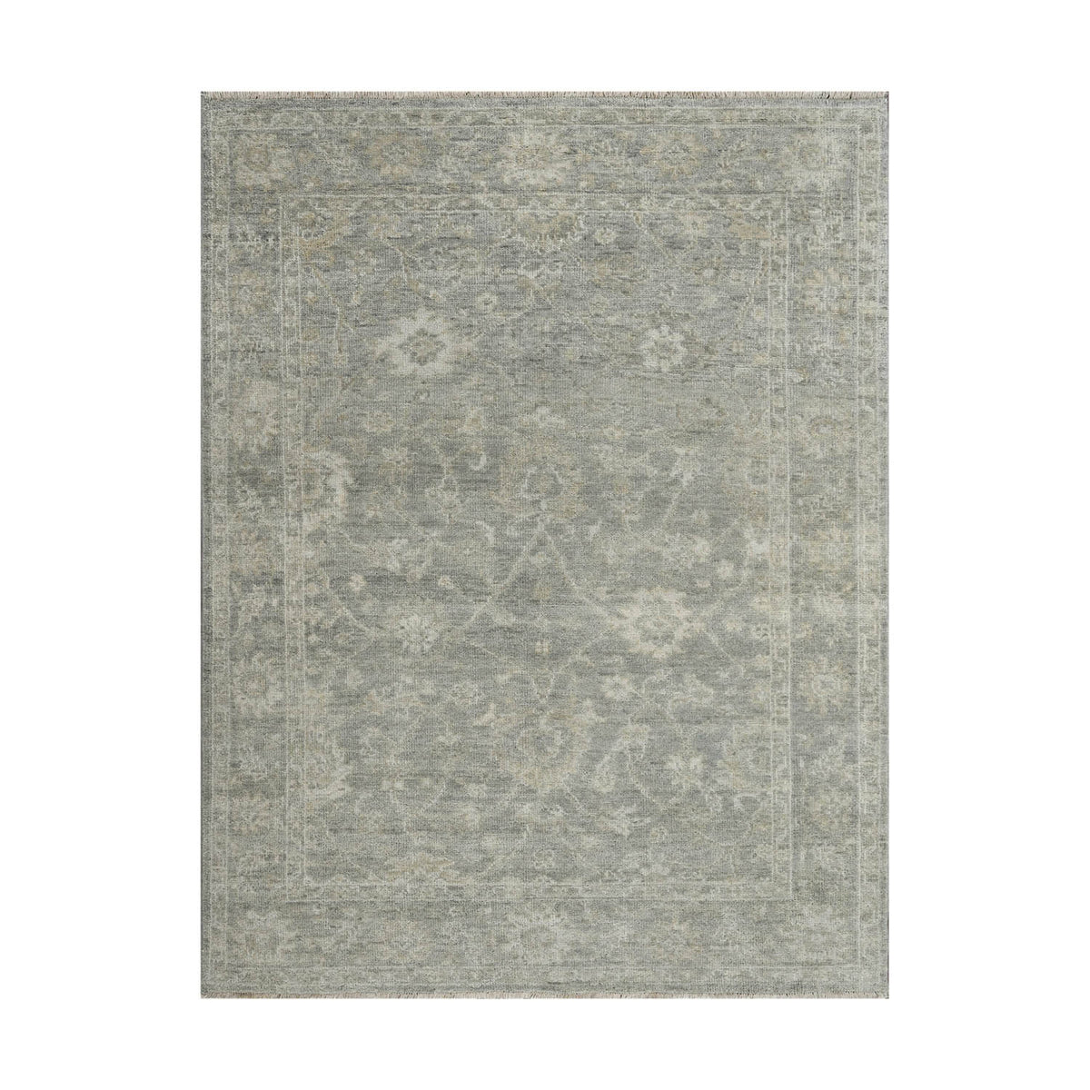8x10 Moss, Beige, Gray Color Hand Knotted Oushak Wool Traditional Oriental Rug