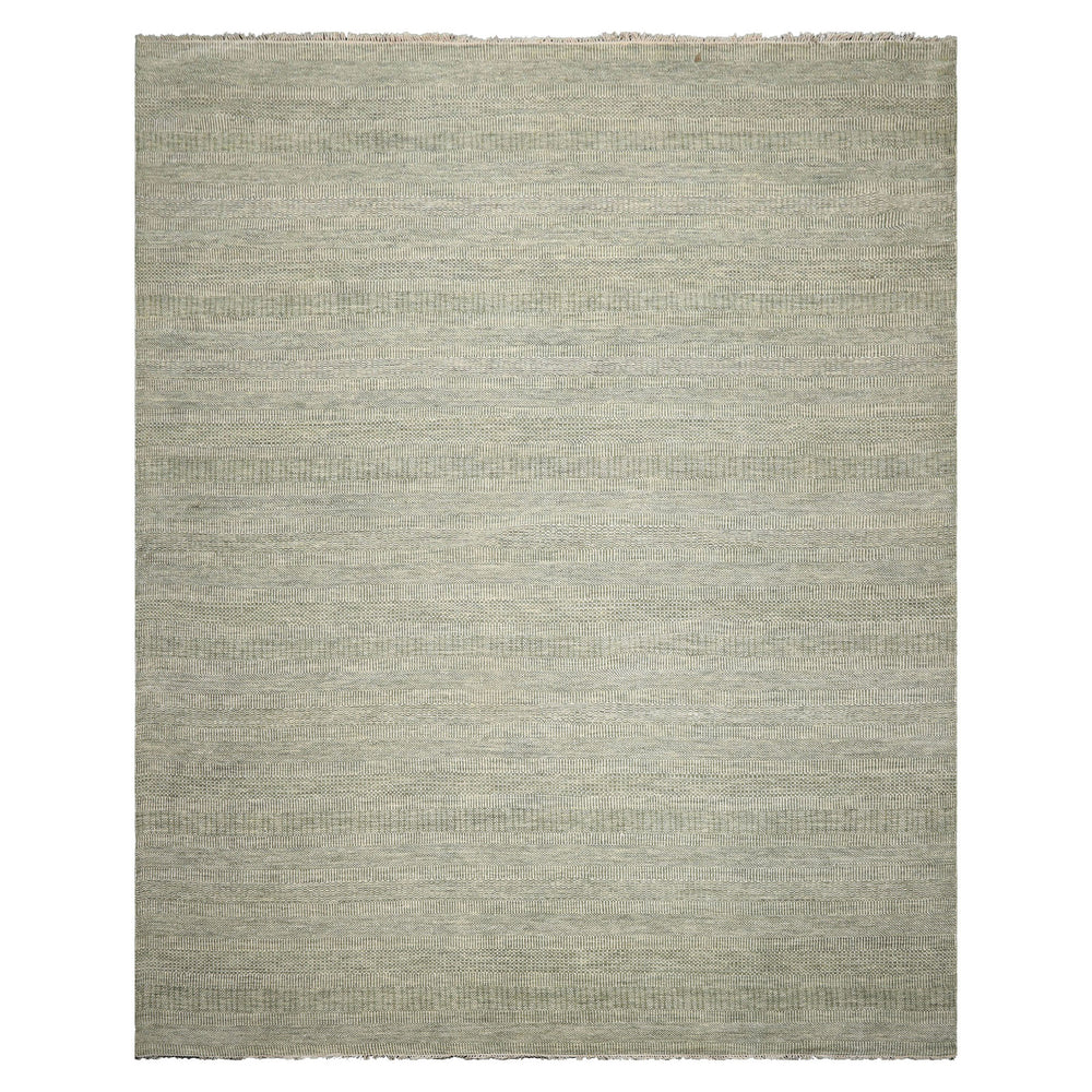 Multi Size Sage Ivory Color Hand Knotted Tibetan Wool & Bamboo Silk Contemporary Oriental Rug