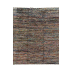 8x10 Gray, Blue, Orange Color Hand Knotted  Wool Modern Oriental Rug