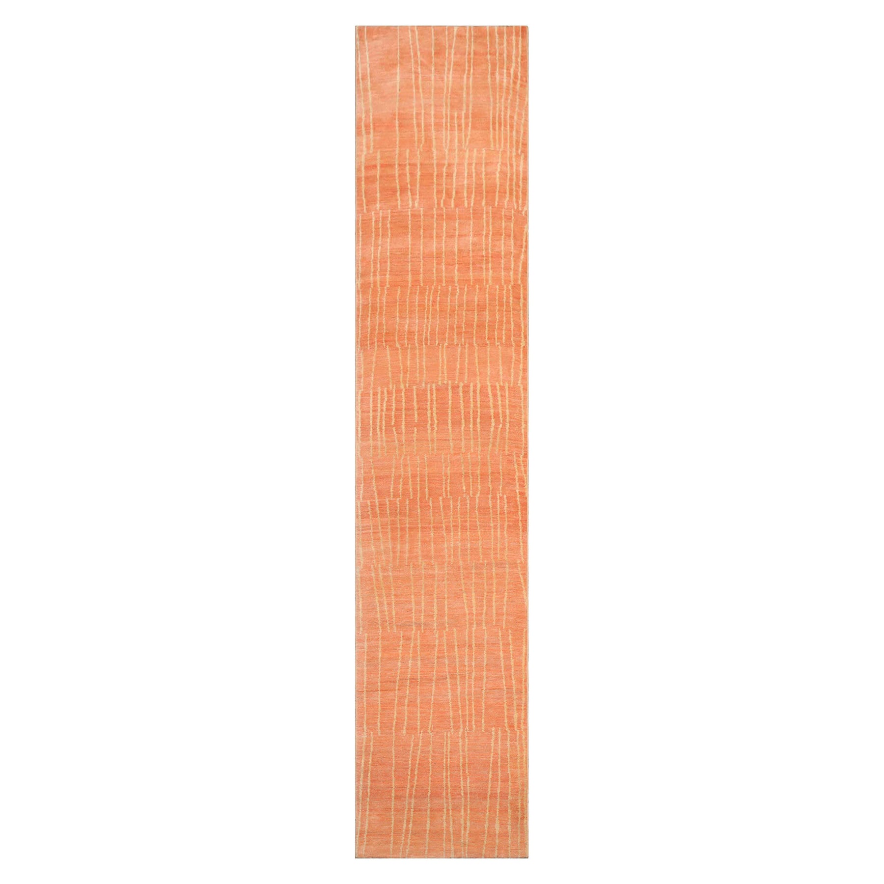 Multi Size Salmon Beige Color Hand Knotted Tibetan Wool Contemporary Oriental Rug