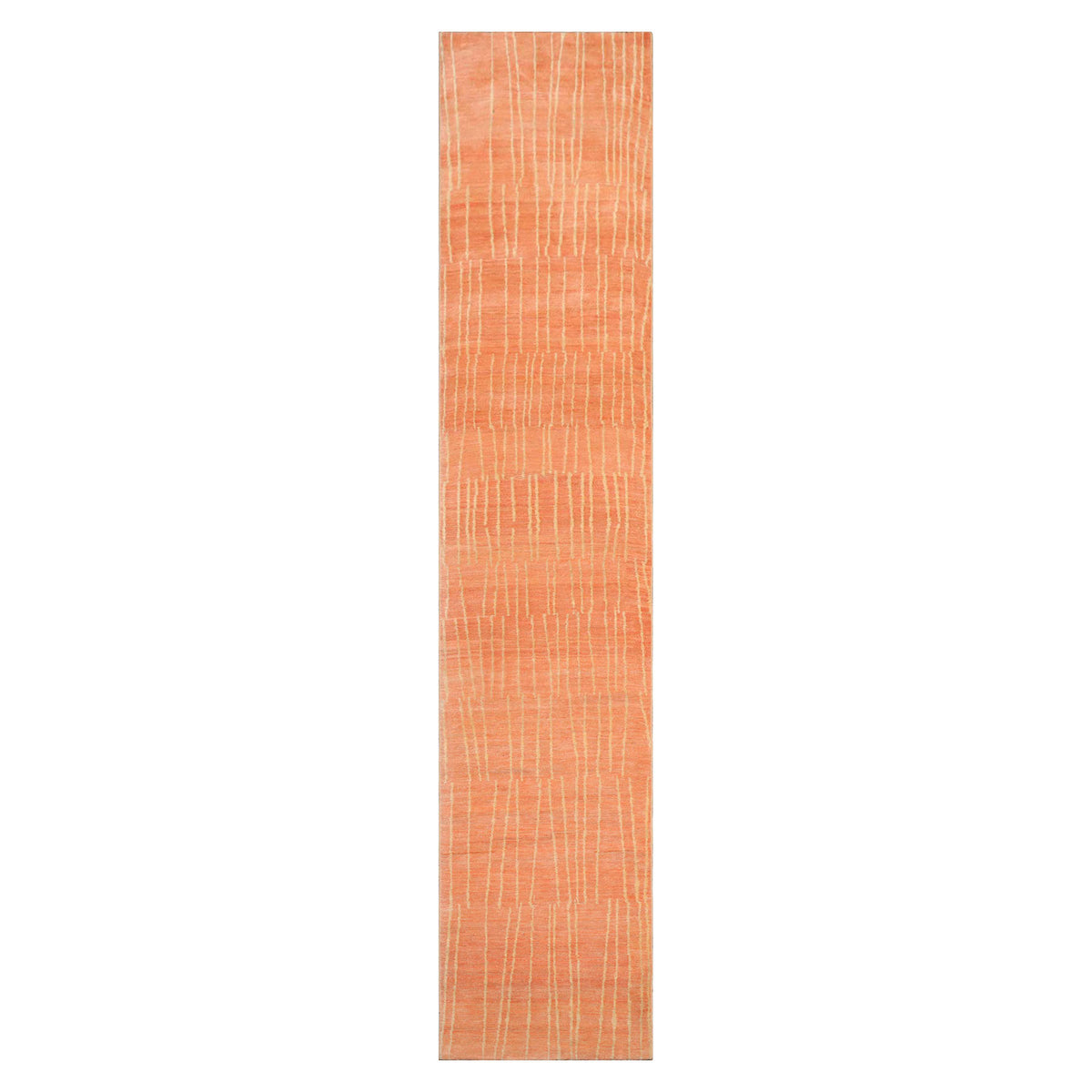 Multi Size Salmon Beige Color Hand Knotted Tibetan Wool Contemporary Oriental Rug