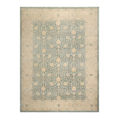 Multi Size Green Beige Caramel Color Hand Knotted Oushak Wool Antique Oriental Rug