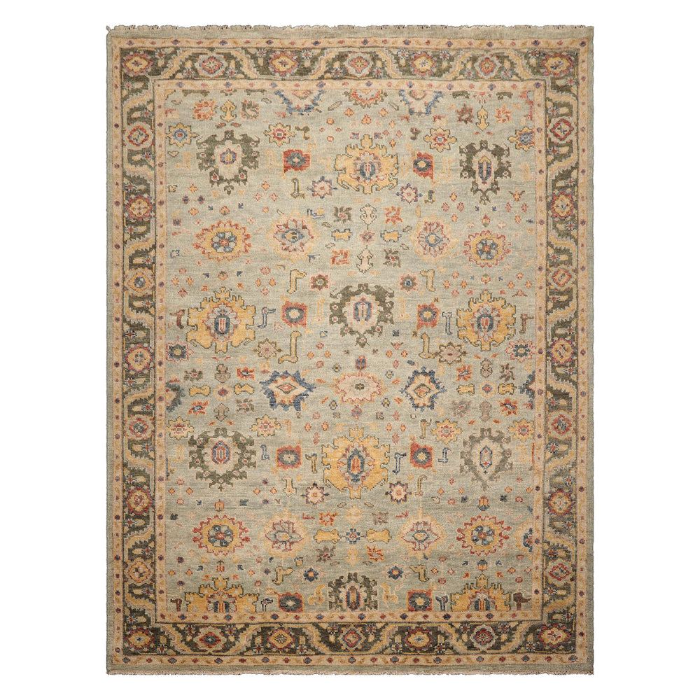 Multi Size Mint Green Beige Color Hand Knotted Oushak Wool Traditional Oriental Rug