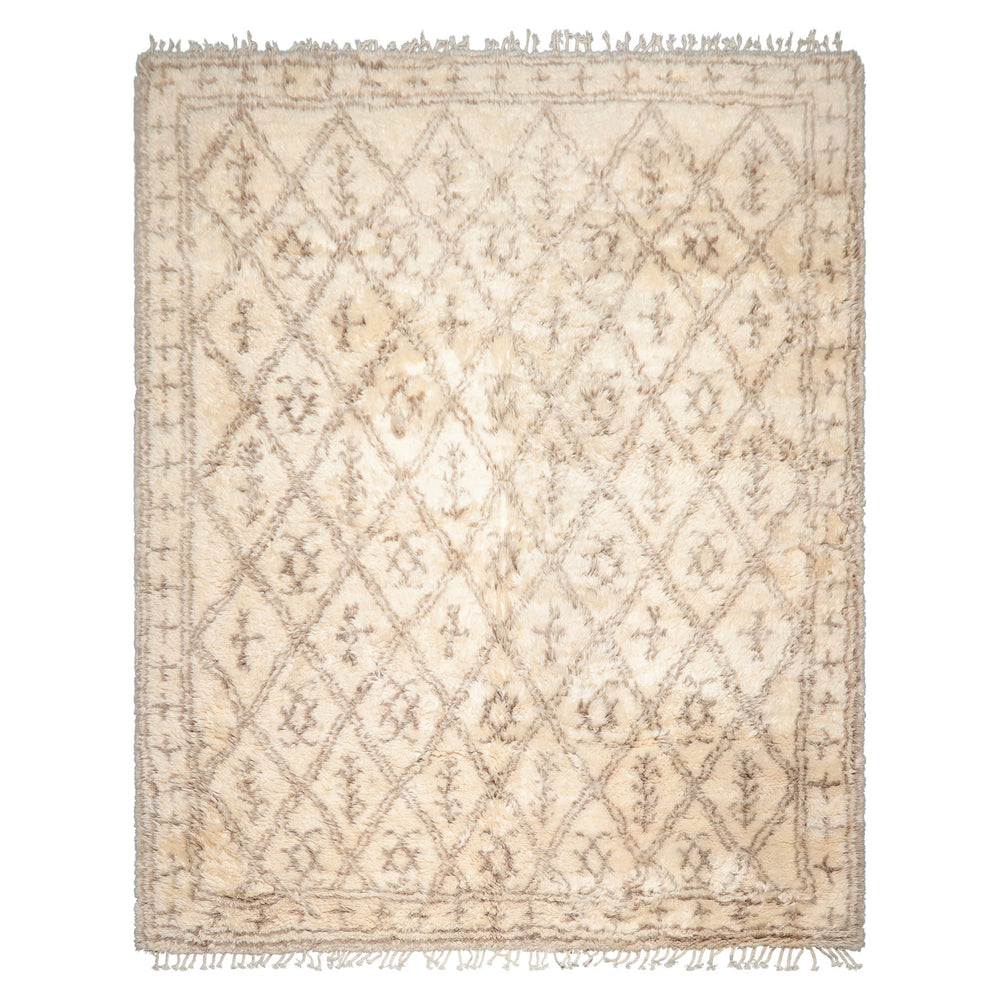 9x12 Ivory, Brown, Color Hand Knotted Moroccan Wool Modern & Contemporary Oriental Rug