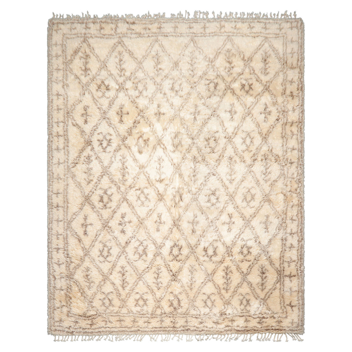 9x12 Ivory, Brown, Color Hand Knotted Moroccan Wool Modern & Contemporary Oriental Rug