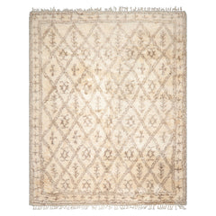 9x12 Ivory, Brown, Color Hand Knotted Moroccan Wool Modern & Contemporary Oriental Rug