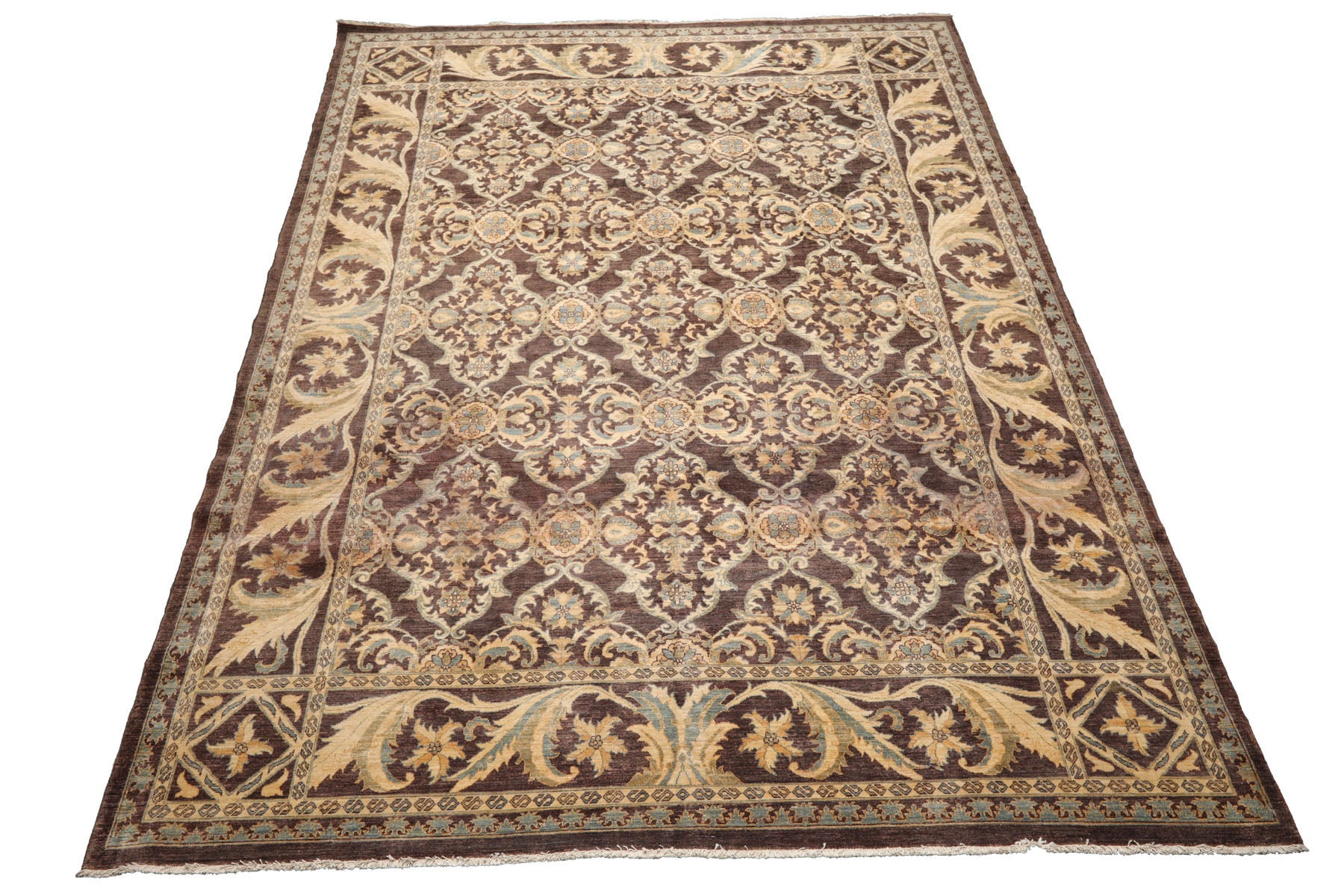 Knotted Rug Brown Hand Knotted 9'1''x12'4" Traditional Peshawar 200 kpsi Wool Oriental Area Rug