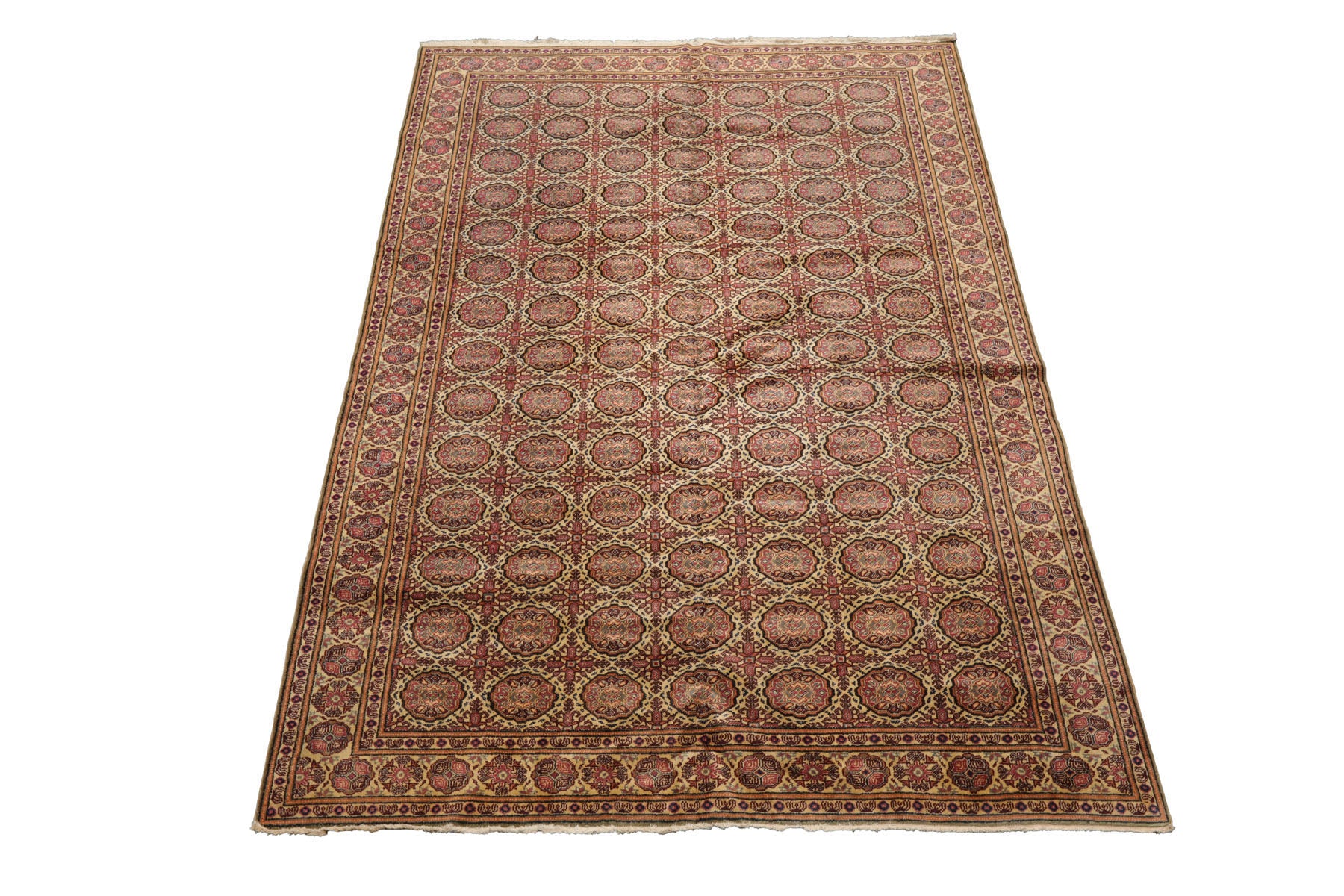 Knotted Rug Beige Hand Knotted 6'5''x9'7" Traditional KeysariWool Oriental Area Rug
