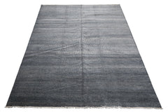 Knotted Rug Blue Hand Knotted 9'1''x12'2" Contemporary Tibetan wool and Silk Oriental Area Rug