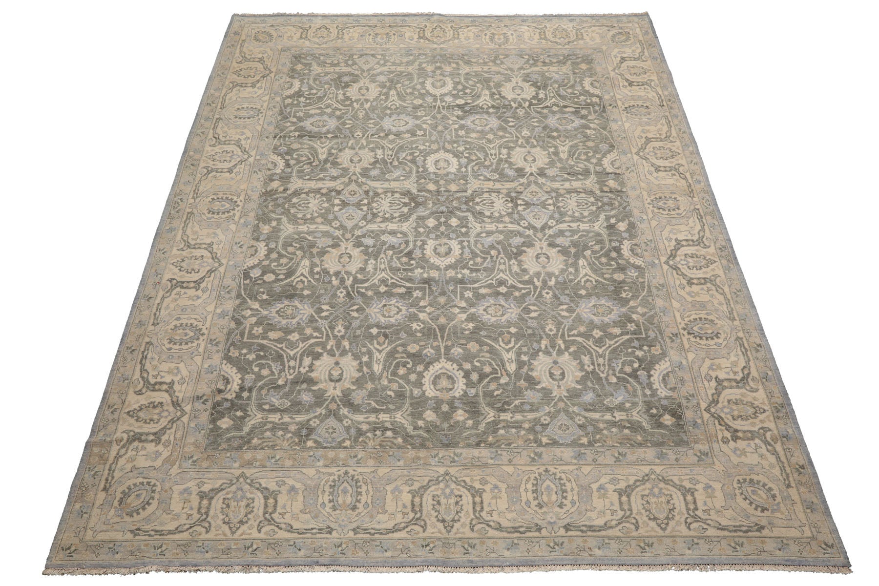 Knotted Rug Moss Hand Knotted 8'10''x11'10" Traditional Agra 200 KPSI wool Oriental Area Rug