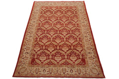 Knotted Rug Rust Hand Knotted 6'x9'6" Traditional Classic European 200 KPSI Wool Oriental Area Rug