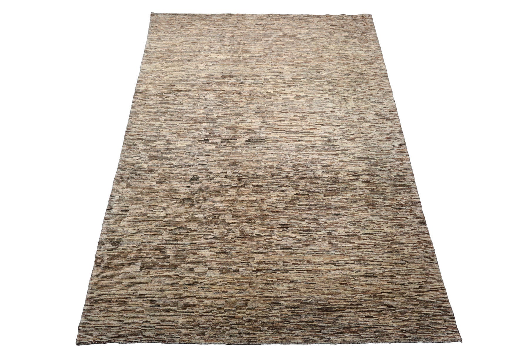 Knotted Rug Beige Hand Knotted 6'6''x9'6" Contemporary Modern Wool Oriental Area Rug