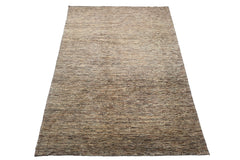 Knotted Rug Beige Hand Knotted 6'6''x9'6" Contemporary Modern Wool Oriental Area Rug