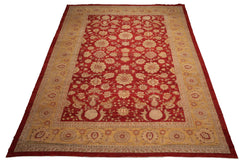 Knotted Rug Rusty Red Hand Knotted 12'5''x18' Traditional Peshawar 200 KPSI Peshawar Wool Oriental Area Rug