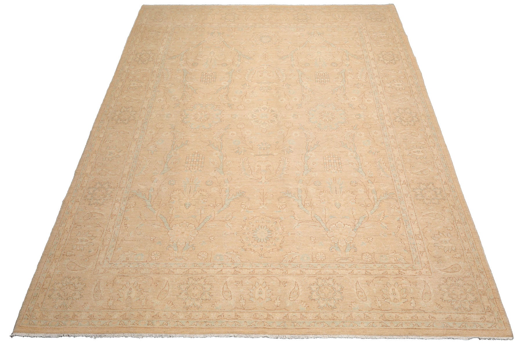 Knotted Rug Beige Hand Knotted 9'3''x11'9" Traditional Chobi Peshawar Chobi Peshawar Wool Oriental Area Rug
