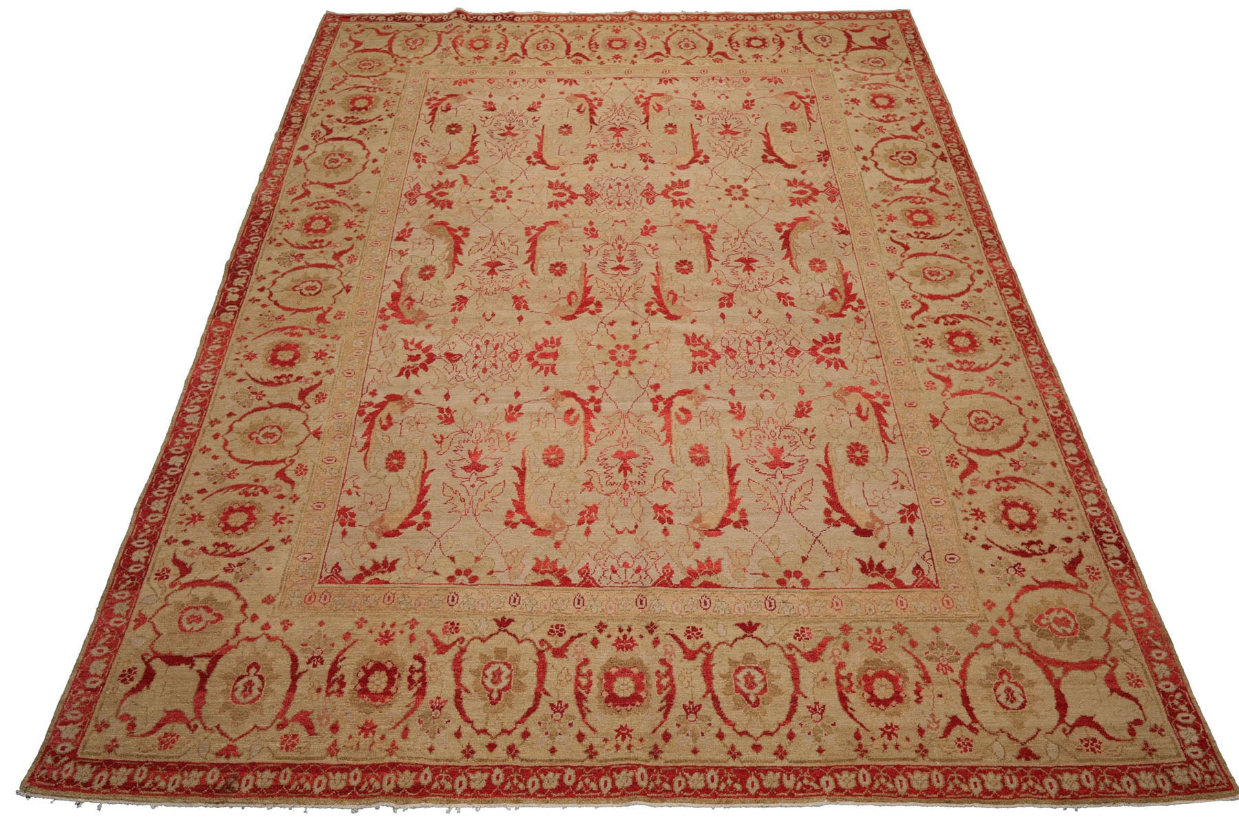 Knotted Rug Beige Hand Knotted 9'2''x12'1" Traditional Oushak Wool Oriental Area Rug