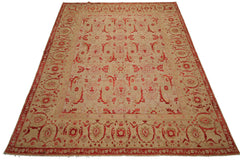 Knotted Rug Beige Hand Knotted 9'2''x12'1" Traditional Oushak Wool Oriental Area Rug