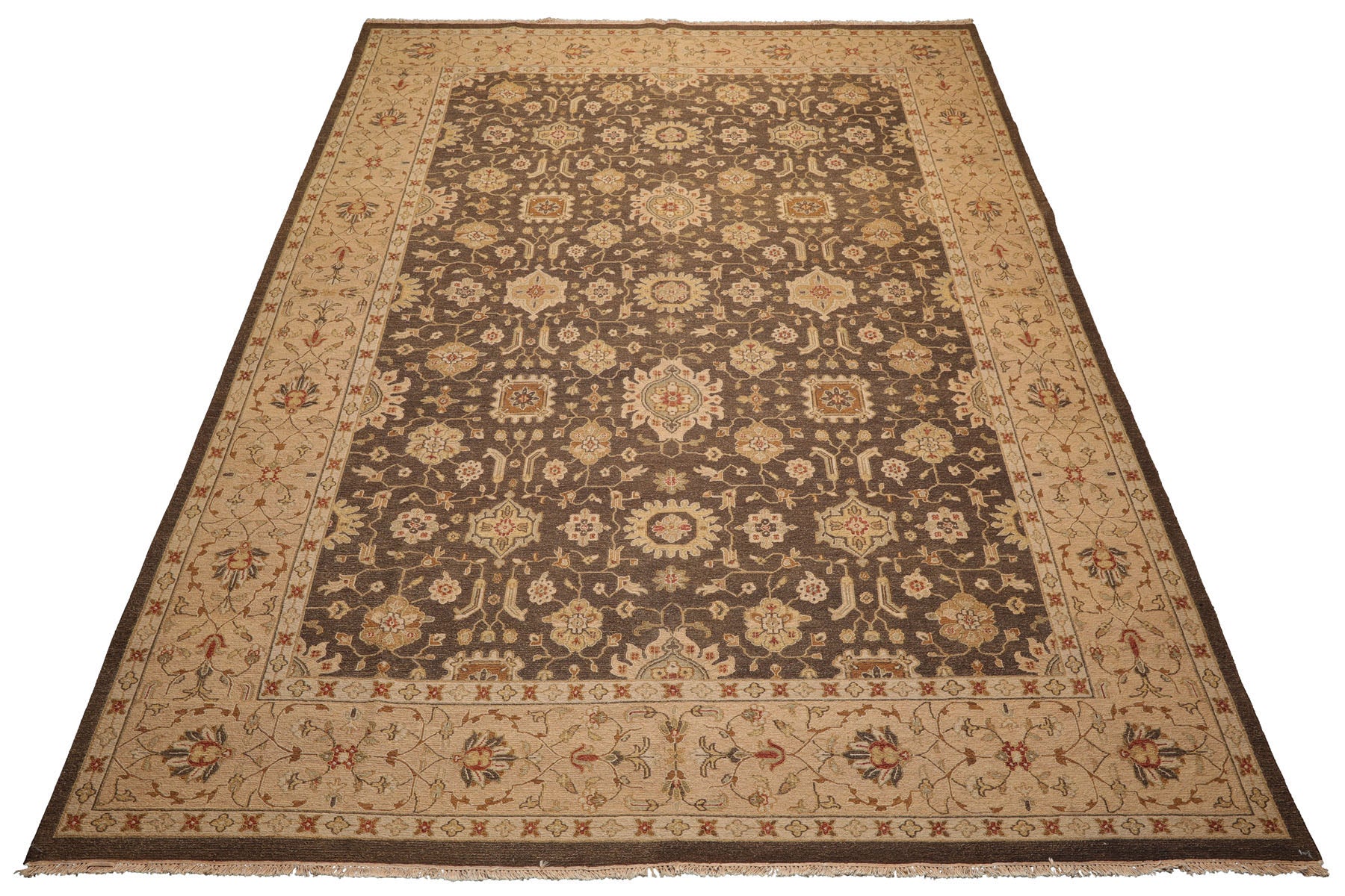 Knotted Rug Brown Hand Knotted 9'11''x14' Traditional Nourison Nourmak Soumak Reversible Wool Oriental Area Rug