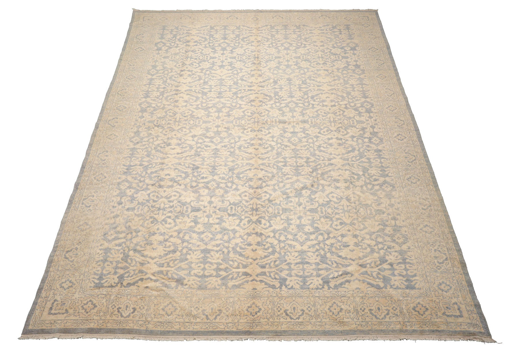 Knotted Rug Aqua Hand Knotted 9'11''x13'10" Traditional Oushak Wool Oriental Area Rug